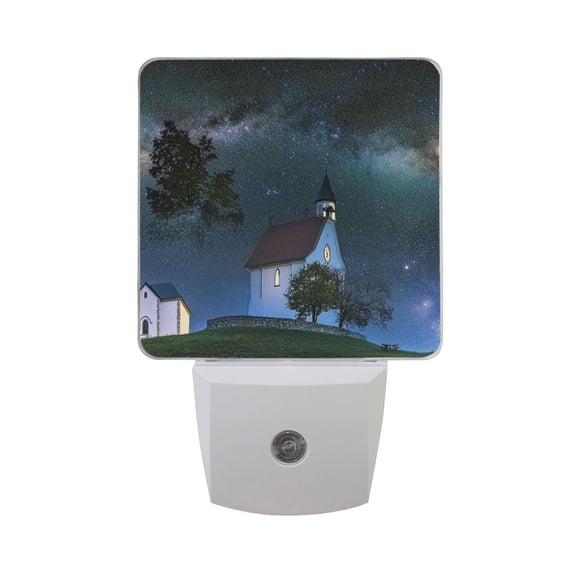 LED Sensor Night Light Dusk to Dawn Auto ON & Off, Plug-in Small White Gothic Church