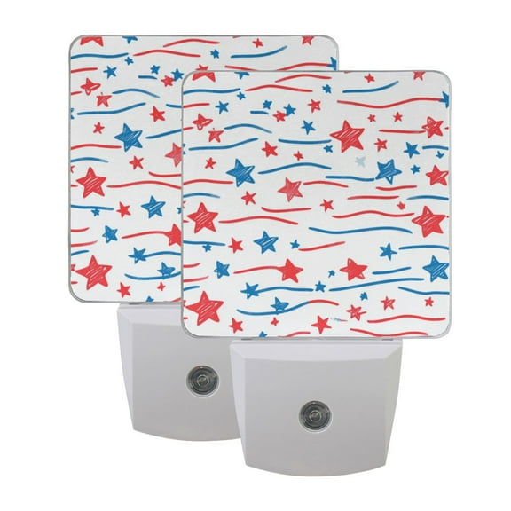 LED Sensor Night Light Dusk to Dawn Auto ON & Off, Plug-in Star Doodle Stripes