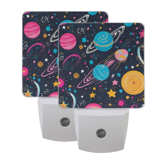 LED Sensor Night Light Dusk to Dawn Auto ON & Off, Plug-in Stars and Planets Pattern