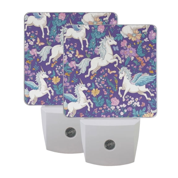 LED Sensor Night Light Dusk to Dawn Auto ON & Off, Plug-in Unicorns and Pegasi Pattern
