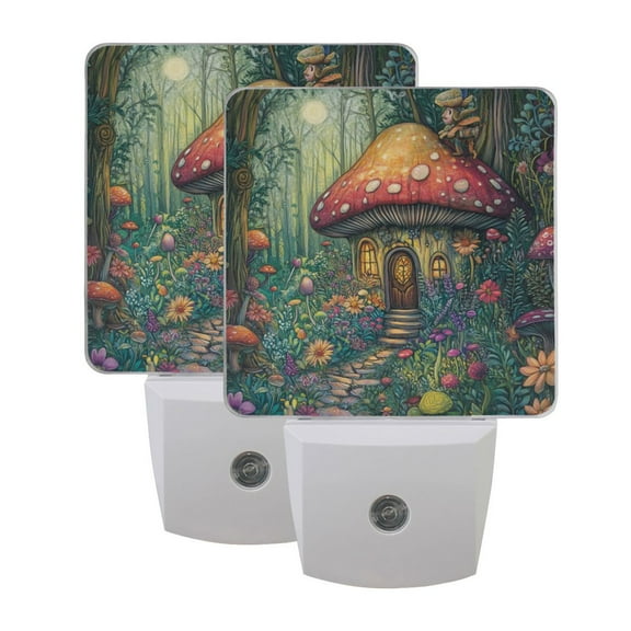 LED Sensor Night Light Dusk to Dawn Auto ON & Off, Plug-in Whimsical Mushroom House