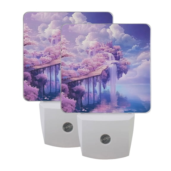 LED Sensor Night Light Dusk to Dawn Auto ON & Off, Plug-in White Clouds and Waterfalls