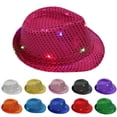 thumbnail image 1 of LED Sequin Glow Cowboy Hat, Battery Operated Light Up Performance Props Hat for Music Festival, Stage Show and Night Party Events-Black, 1 of 8