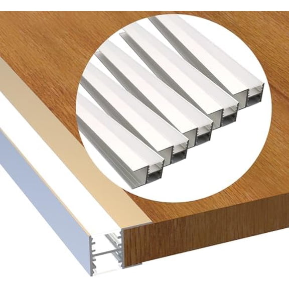 LED Shelf Channel,5 Pack 3.3FT/1Meter Cabinet LED Strip Aluminum Channel,Up and Down Aluminum LED Profile with Milky Diffuser and End Caps$$Building Supply