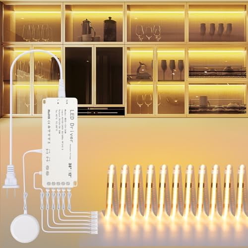 LED Shelf Lights, 16.4ft Dimmable Cuttable COB LED Strip Lights, Warm White 3000K, Under Shelf Lighting for Bookshelf, Display Cabinet, Closet, Kitchen and Pantry$$Tools & Hardware Other