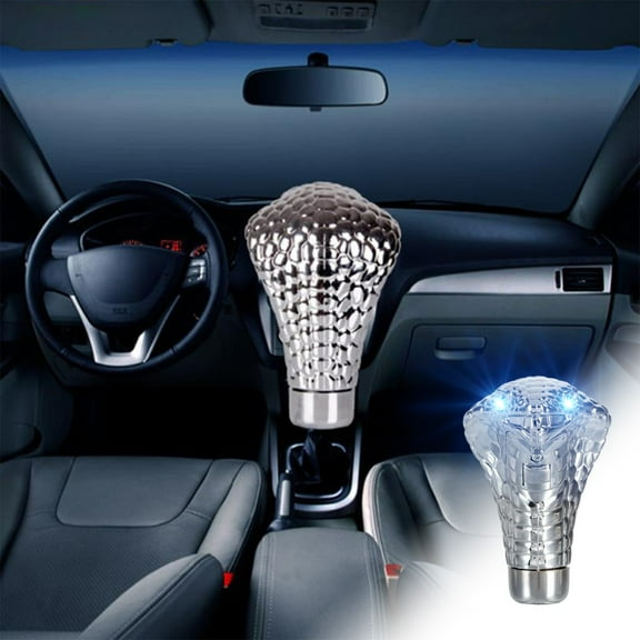 LED Shift Knob, Yannianjz LED Shift Knob, Universal Snake Shape Gear Shifter with Light, Aluminum Alloy Shift Lever Head for Car, Truck, Motorcycle, Easy Installation, Cool Glow Effect
