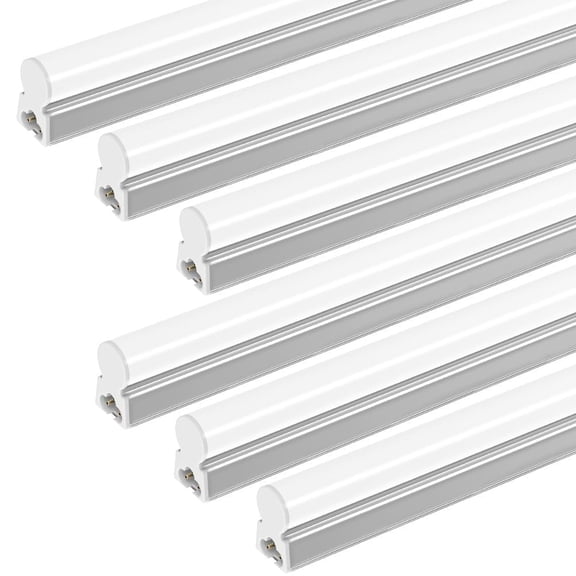LED Shop Light 2ft, Linkable Utility T5 Light Fixture, 10W 6500K Super Bright White, 6-Pack