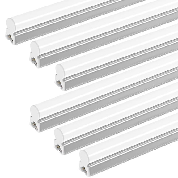 T5 LED Shop Light 2ft, Linkable Utility Light Fixture, 10W 6500K Super Bright White, 6-Pack
