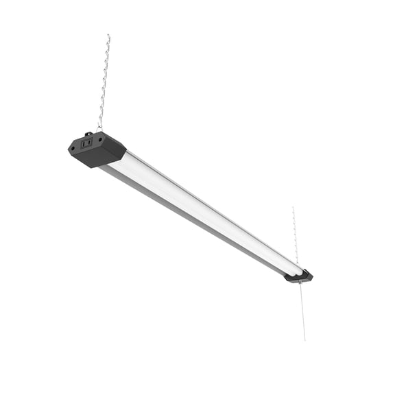 LED Shop Light 4FT 50W Linkable with Hexagon Shade Reflector Cover Daylight White 5000K Pull Chain Plug in Workshop Fixture for Garage Basement