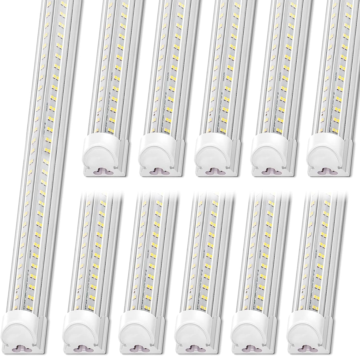 LED Shop Light, 8FT 120W 18800LM 5000K, Daylight White, V Shape, Clear Cover, Hight Output, Linkable , T8 LED Tube Lights, for Garage 8 Foot with Plug (Pack of 10)