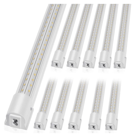 LED Shop Lights 4FT, 10 Pack Linkable Garage Lights 40W, 6500LM, with 59in Power Cord & 48in Connector, for Warehouse, Workshop, Office, Home