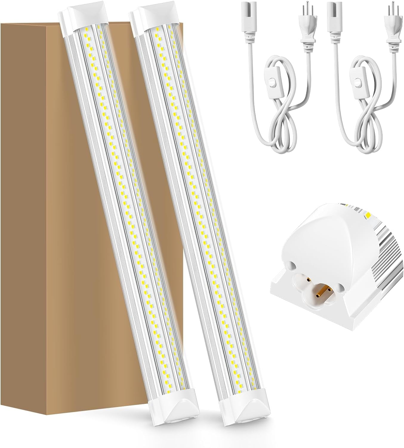 LED Shop Lights, Tube Light 25W 6000K, Garage Lighting, Super Bright, Under Cabinet Linkable with Plug Lights for Workbench Workshop Basement (2 Pack)