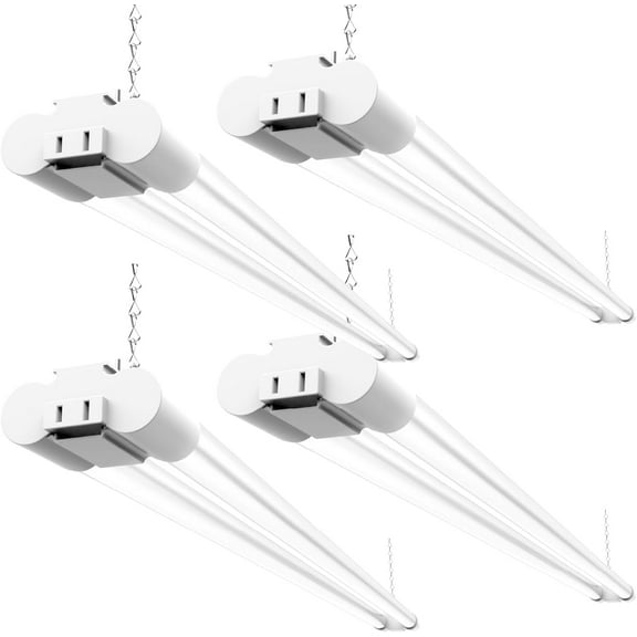 LED Shop Lights for Workshop 4FT, Linkable Garage Lighting, 4500 LM, 40W (150W Equivalent), 5000K Daylight, Surface + Suspension Mount, 48 Inch Integrated Fixture, White 4 Pack.