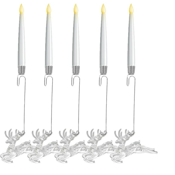LED Short Taper Candles, 6PCS Flameless Candlesticks with Hooks & Remote - Christmas Tree Decor, Battery Operated Flickering Warm White Light for Holiday Party