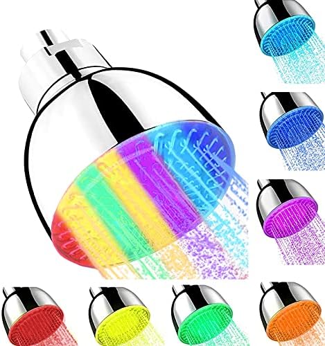 LED Shower Head, 7 Color Lights Automatically Change Fixed Shower Head ...