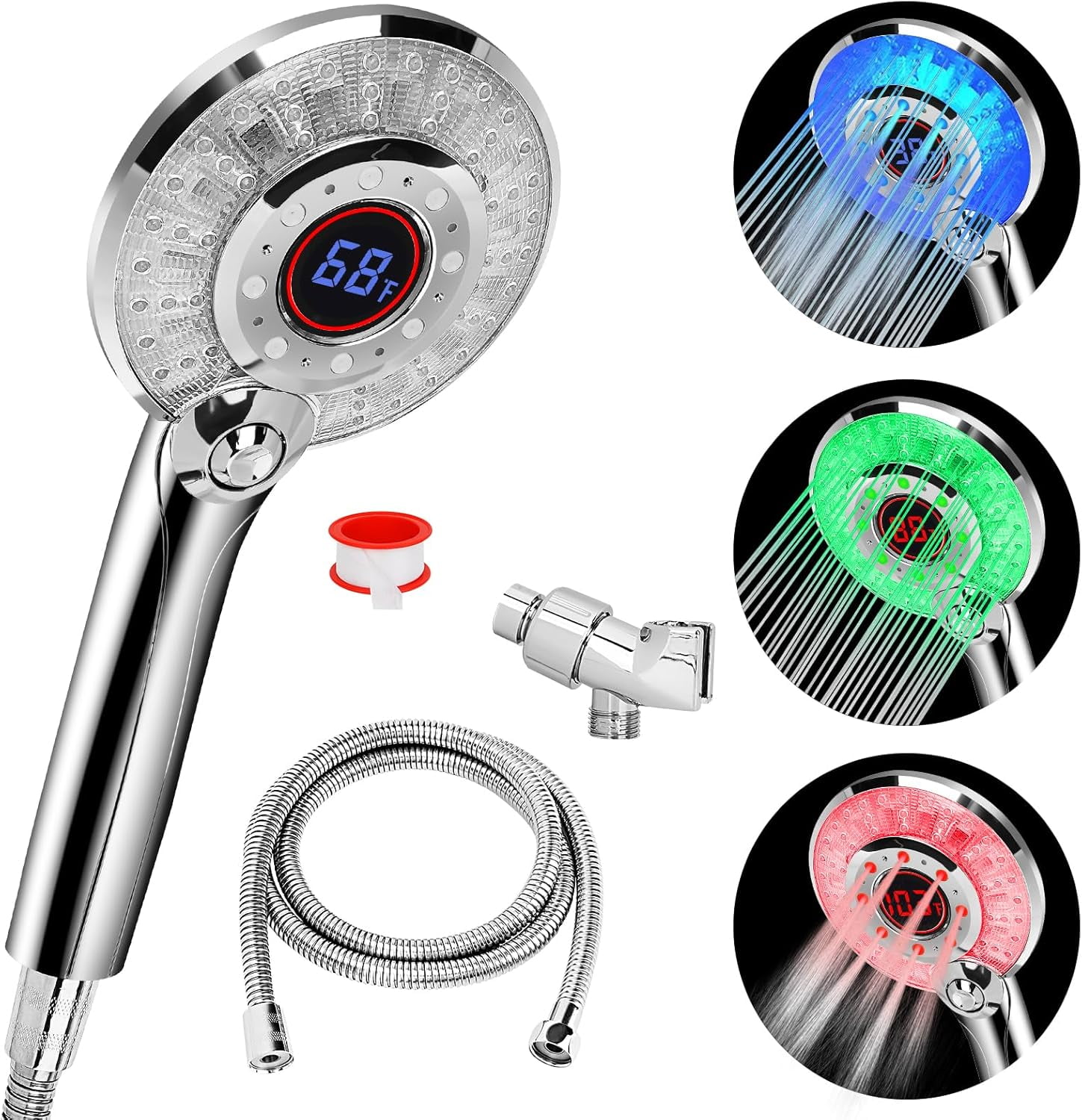 LED Shower Head Color Changing, Handheld Shower Head High Pressure with ...
