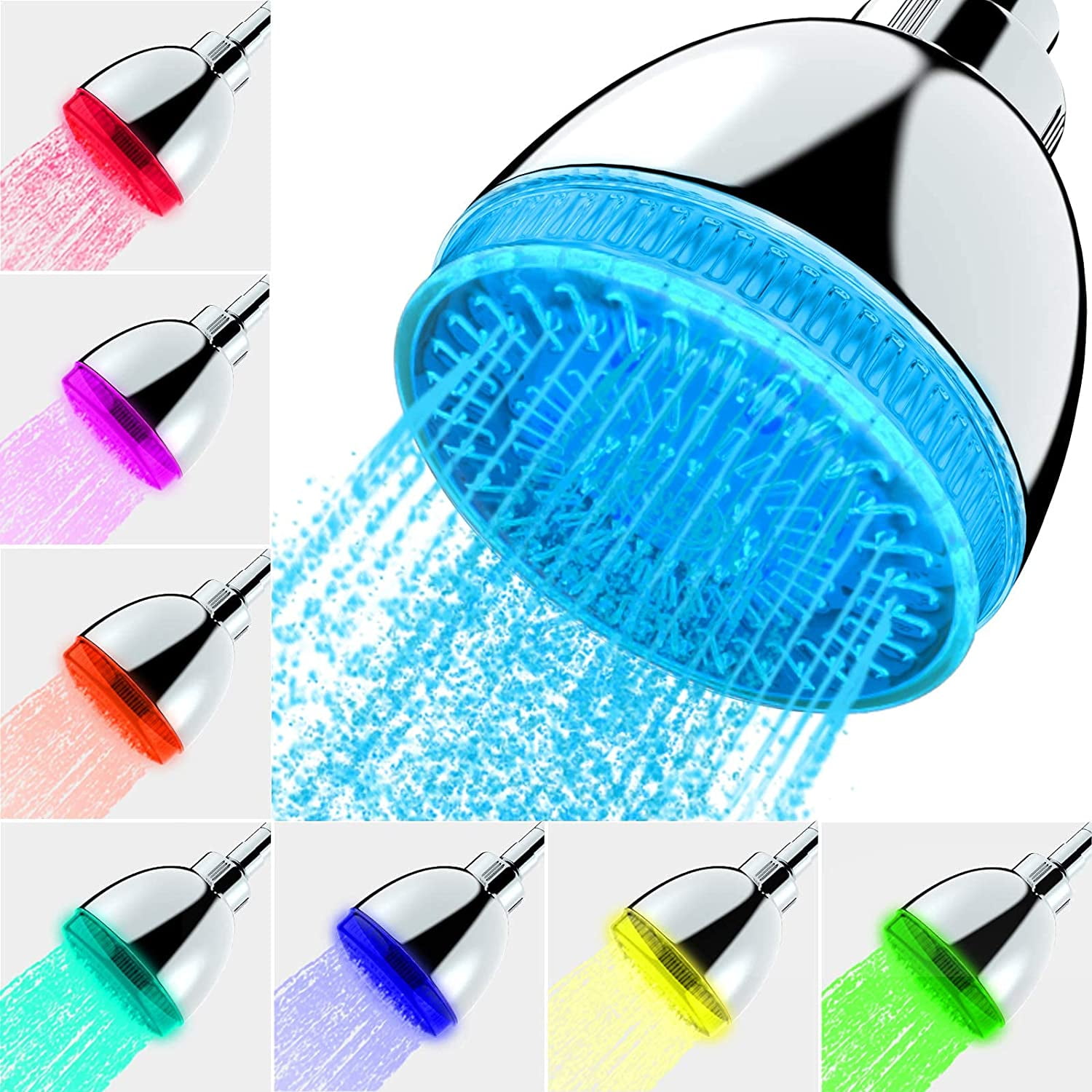 LED Shower Head, Shower Head with Light, 7 Color Flash Light Automatically Changing LED Fixed