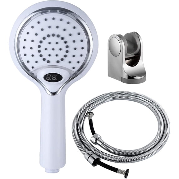 LED Shower Head High Pressure, Rainfall 3 Colors Changing ABS Hand Held Showerhead for Dry Skin and Hair,Black