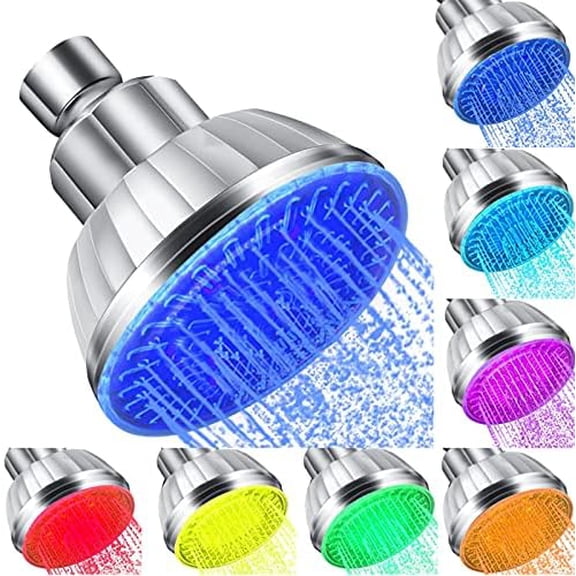 LED Shower Head with Light, 7 Color Light Automatically Changing LED Fixed Rainfall Adjustable High Pressure Quiet Light up Shower Heads Easy Installation for Kid Adult$$Tools & Hardware Other