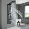 thumbnail image 1 of LED Shower Panel Tower System Rain&Waterfall Massage Black Stainless, 1 of 14