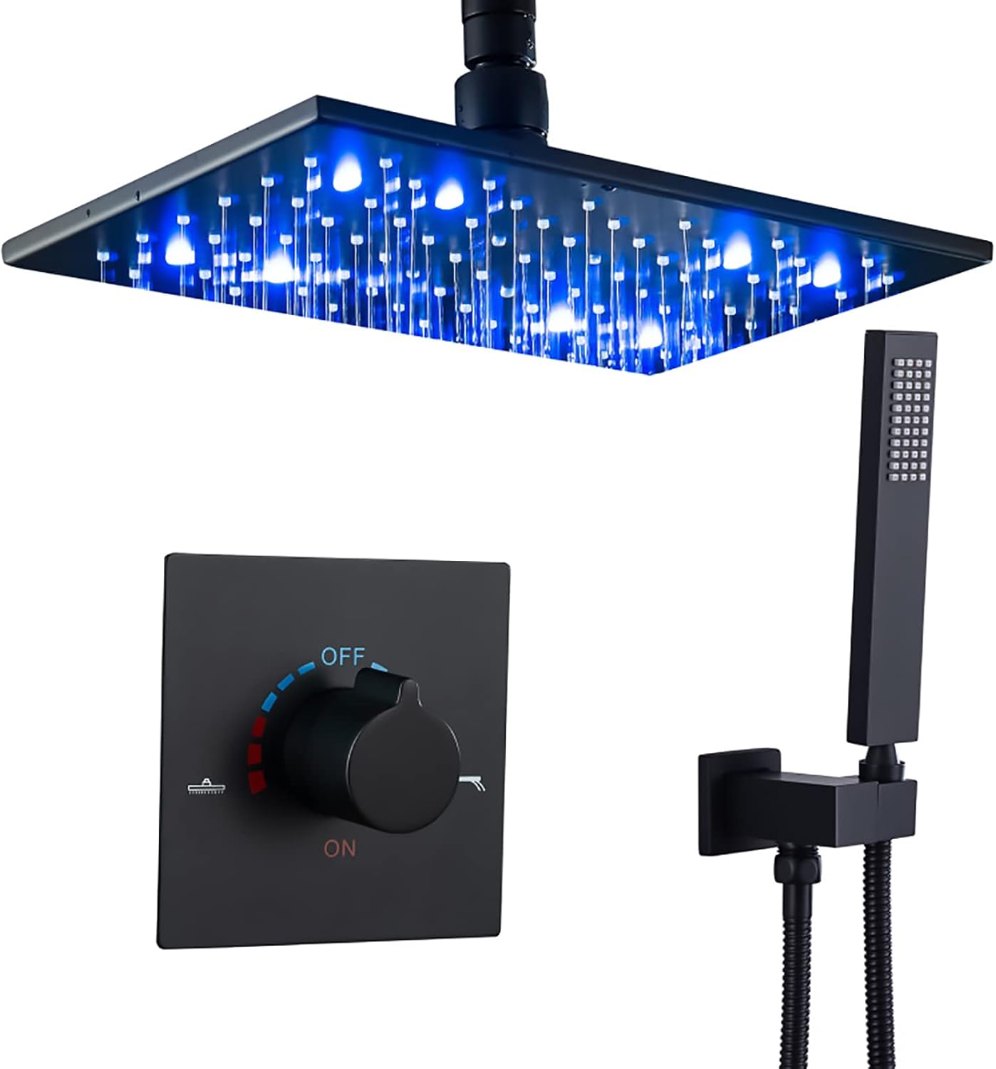 LED Shower System, Shower Faucet Set 12*8 Inches Rain Shower Combo Set ...