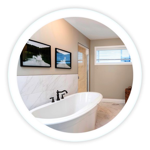 LED Side-Lighted Bathroom Vanity Mirror: 40" Wide x 40" Tall - Commercial-Grade - Round - Wall-Mounted