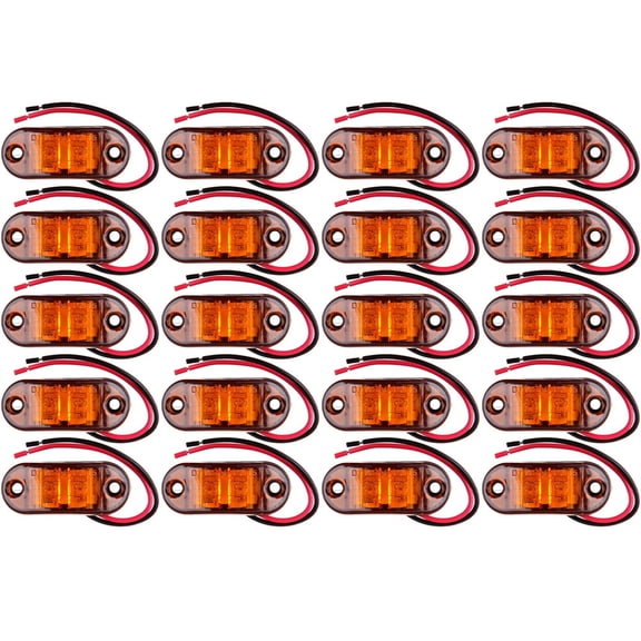 LED Side Marker Light 20pcs 3 LED Amber Clearance Light Trailer Marker Lights Oval Clear Lens Indicator Lights Waterproof Fish Shape Side Lamp