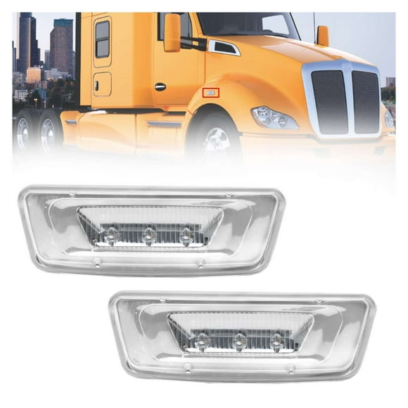 LED Side Marker Turn Lights Compatible with Kenworth T680 T880 Peterbilt 576 Clear Lens 2PCS