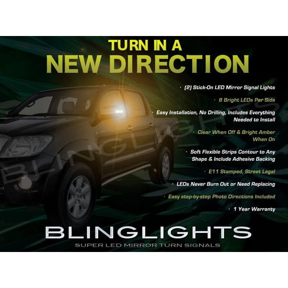 LED Side View Mirror Turn Signals Lights addon Blinkers For Toyota Hilux