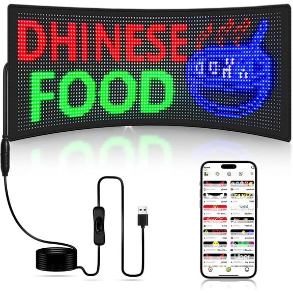 LED Sign, 28''x5''Huge Bright Pre-Made Animations & Text Programmable Led Sign, Open Sign, Scrolling Huge Bright Advertising APP Control LED Sign for | Store | Christmas