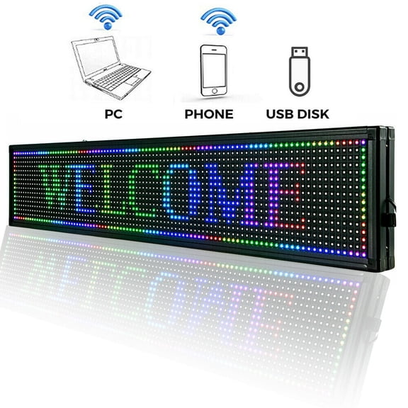 LED Sign 40*8 inch Scroll Message Board 7 Color Programmable Scrolling Device