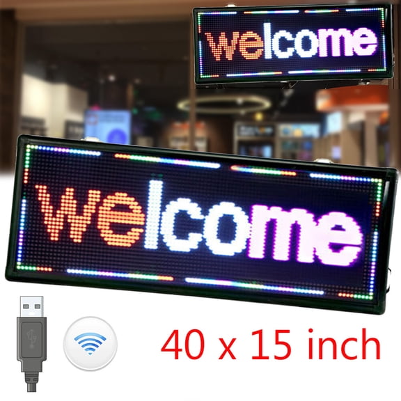 LED Sign 40X15" 3Color Programmable Scrolling Message Display Board Advertising