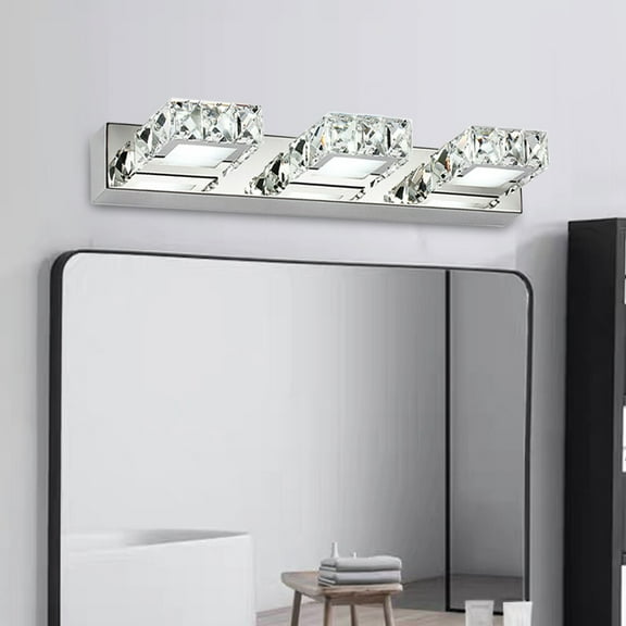 LED Silver Modern Wall-Mounted Makeup Front Mirror Light Vanity Wall Lamp Acrylic+Crystal For Bathroom