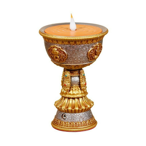 LED Simulated Flame LED Resin Lamp for Temple Ceremonies Electronic Butter Lamp Rechargeable for Buddhist