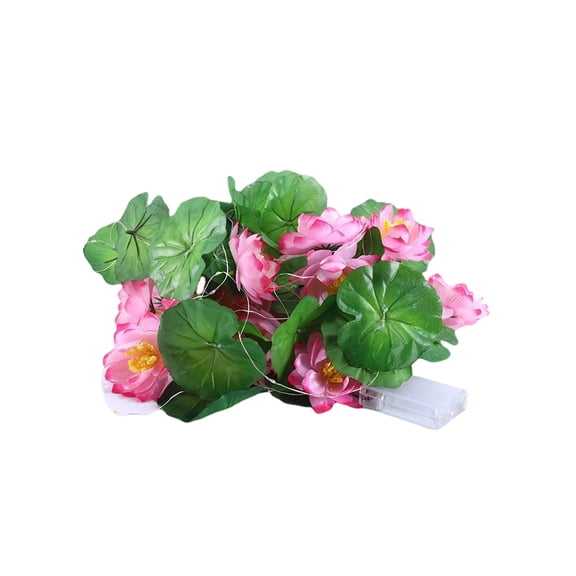 LED Simulated Pond Flower Light String Battery Version for Indoor and Outdoor Decoration, Flexible Silk Garland with Leaves, Battery Operated Lights for Wreaths and Centerpieces
