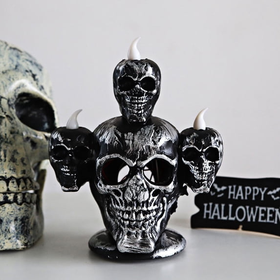 LED Skeleton Hand Lantern - Battery Operated Glowing Candle Lamp Halloween Table Decor Spooky Party Light Gothic Centerpiece(B)