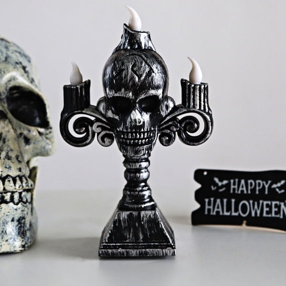 LED Skeleton Hand Lantern - Battery Operated Glowing Candle Lamp Halloween Table Decor Spooky Party Light Gothic Centerpiece(D)