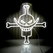 Smiling skull neon sign pirate flag shape LED lighting wall decoration suitable for bar, club party, music studio, bedroom, university dormitory