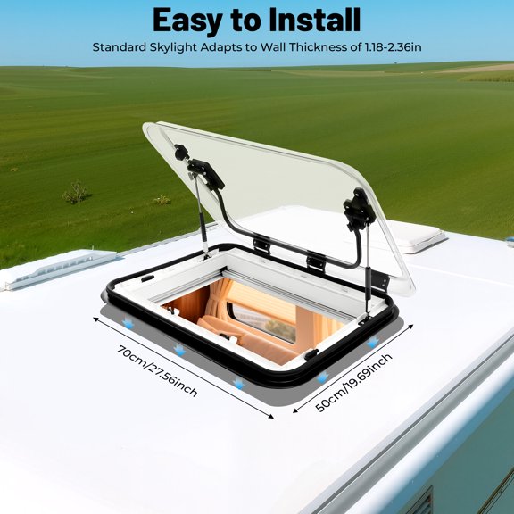 LED Skylight, RV Roof Window, Hatch Roof Top Vent with LED Light