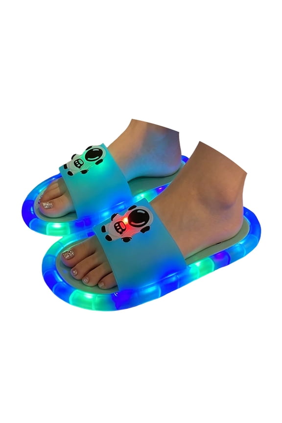 LED Slippers For Boys Girls Astronaut Jelly Indoor Outdoor Footwear Durable Comfortable Slippers 4-10 Years