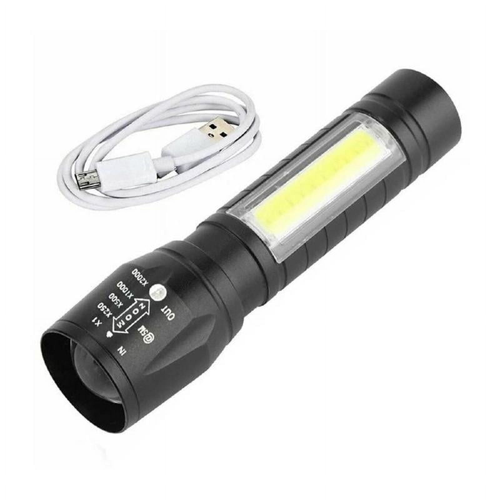 LED Small Flashlight with Side Light COB Strong Light, Telescopic Zoom USB Rechargeable, Mini 511 Flashlight