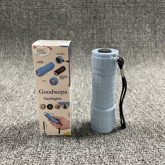 LED Small Mini Flashlight Set Plastic Handheld Flashlights with Lanyard, for Kids Night Reading Camping Emergency Hunting, 6 Color (Muted Color)-Blue