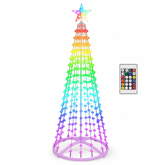 LED Smart Christmas Cone Tree  App  Remote Control, 210 Modes
