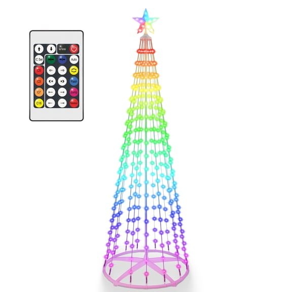 LED Smart Christmas Cone Tree - Outdoor Indoor Light with App & Remote, Waterproof, Timer, 210 Modes