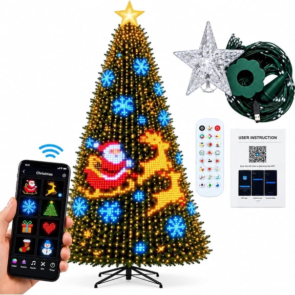 LED Smart Christmas Tree Lights, Change Your Tree from Your Phone, Star Topper and Remote, App Control, USB Powered (6.9ft/2.1m, 400 lights)