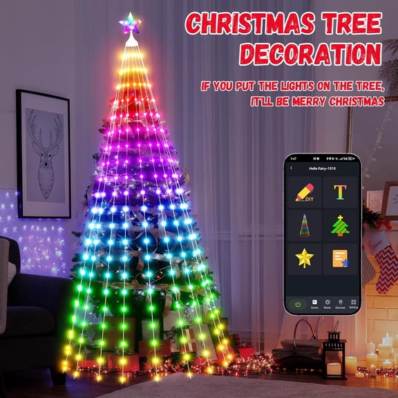 LED Smart Christmas Tree with Color Changing Lights, App Controlled Prelit Cone Tree for Indoor Outdoor Yard & Garden Decoration 6FT
