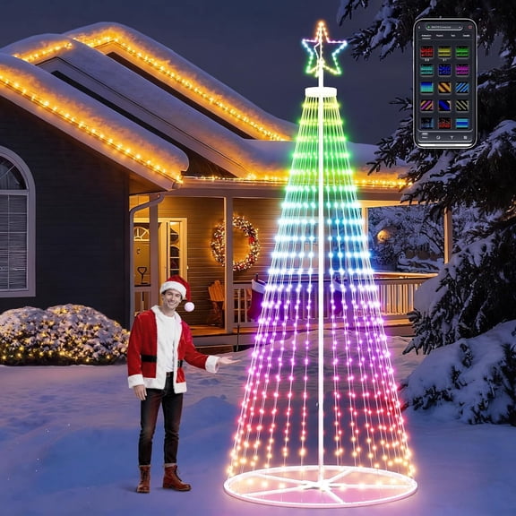 Kincubow 12FT LED Smart Christmas Tree with Color Changing Lights, App Controlled Prelit Cone Tree for Indoor Outdoor Yard & Garden Decoration 12 FT