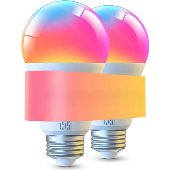LED Smart Light Bulbs, 1000LM Color Changing Light Bulb, Wi-Fi & Bluetooth Light Bulbs, Work with Alexa and Google Assistant, Dimmable RGBWW A19 75W Equivalent Smart Bulbs, 2 Pack