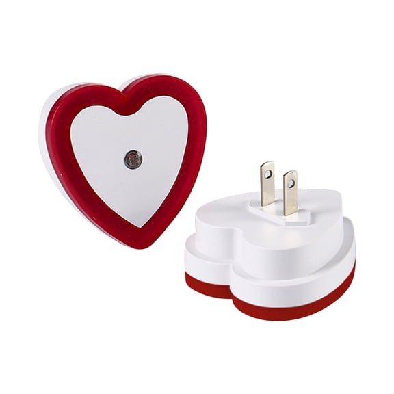 LED Smart Night Light, Light-Controlled Energy-Saving, US Standard Heart Shape, Red
