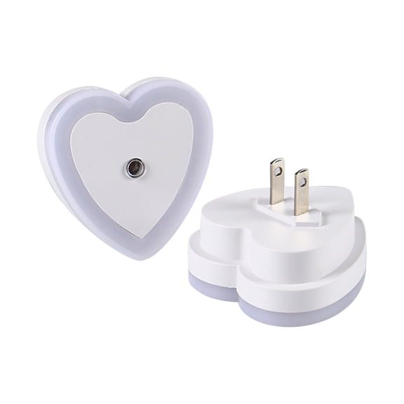 LED Smart Night Light, Light-Controlled Energy-Saving, US Standard Heart Shape, White